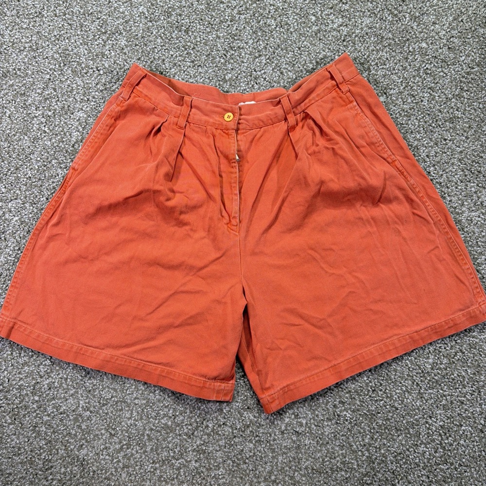 Vintage Women's Regatta High Waisted Chino Shorts Orange 70s Double Pleated